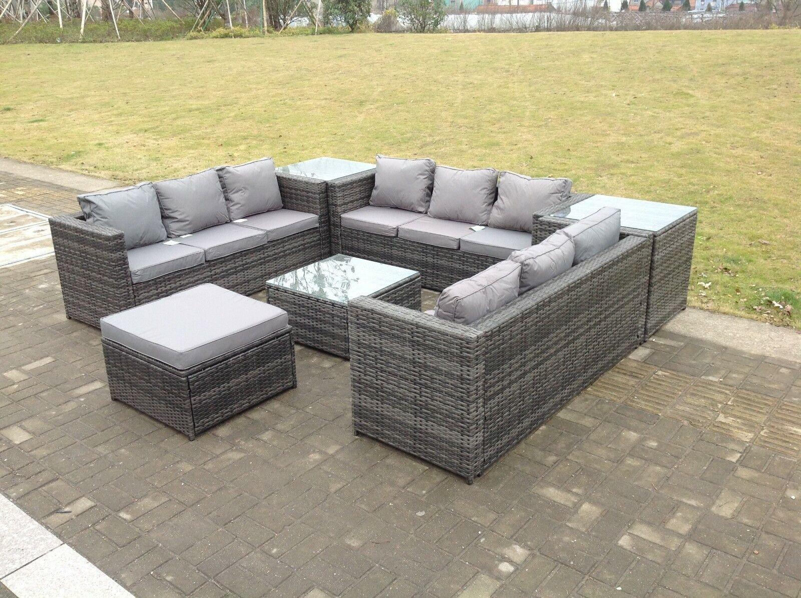 10 Seater U Shape Rattan Sofa Set Outdoor Garden Furniture Patio With 3 Table
